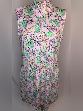 Women’s tropical print golf dress size Large Emerald 18 pineapple athletic dress